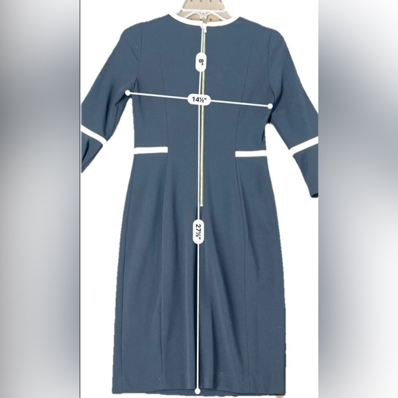 Calvin Klein Women’s Sheath Dress Black with White Piped Trim Bell Sleeves 4P - Picture 6 of 10